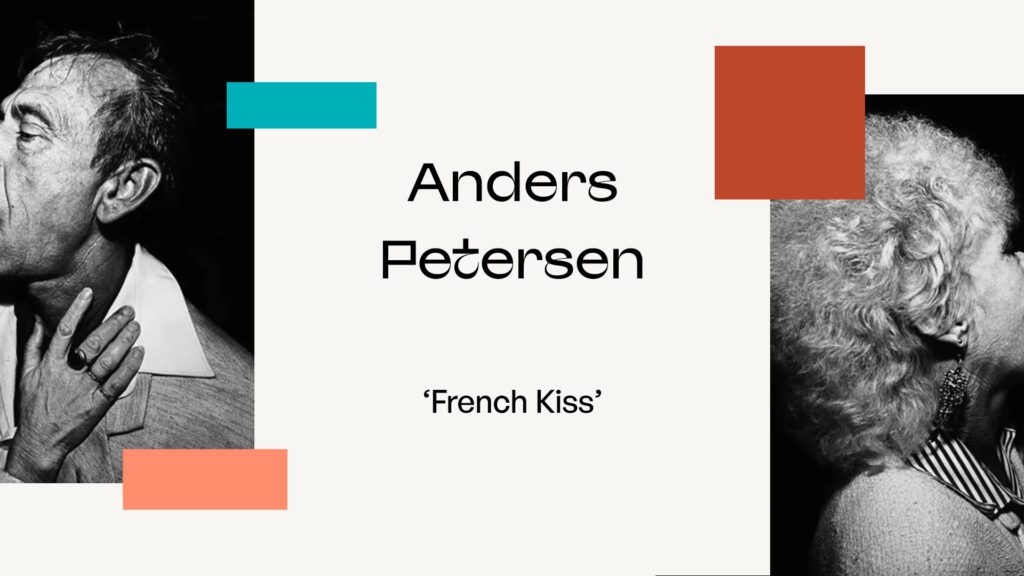 Portada del fotolibro French Kiss de Anders Petersen con una imagen de alto contraste en blanco y negro.