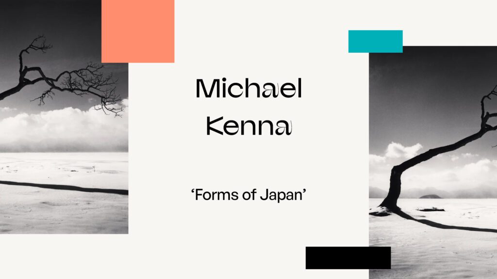 Portada del fotolibro Forms of Japan de Michael Kenna con un árbol solitario en la nieve en blanco y negro