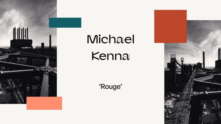 Portada del fotolibro Rouge de Michael Kenna con una estructura metálica industrial en blanco y negro