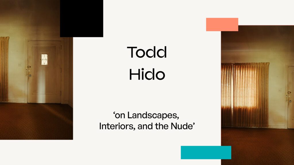 Portada del libro Todd Hido on Landscapes, Interiors, and the Nude con una imagen de una carretera lluviosa vista desde un coche
