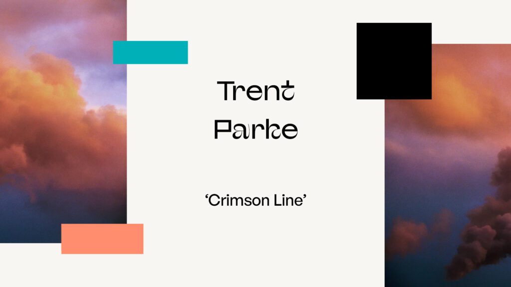 Portada del fotolibro Crimson Line de Trent Parke con acabado metálico rojizo y título destacado